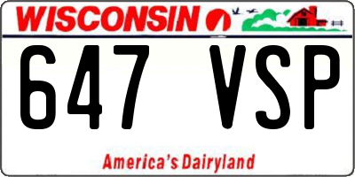 WI license plate 647VSP
