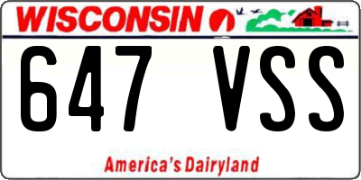 WI license plate 647VSS
