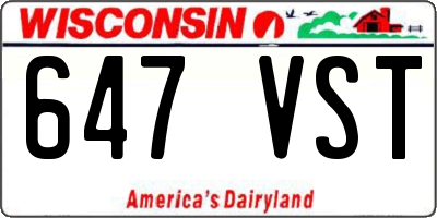 WI license plate 647VST