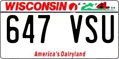 WI license plate 647VSU