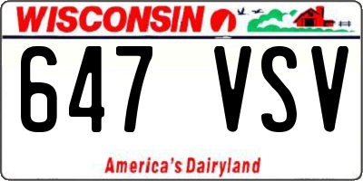 WI license plate 647VSV
