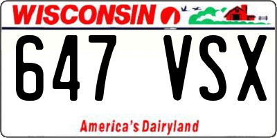 WI license plate 647VSX