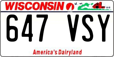 WI license plate 647VSY