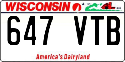 WI license plate 647VTB