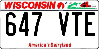 WI license plate 647VTE