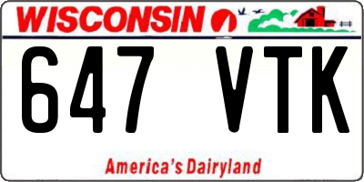 WI license plate 647VTK