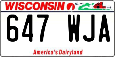 WI license plate 647WJA