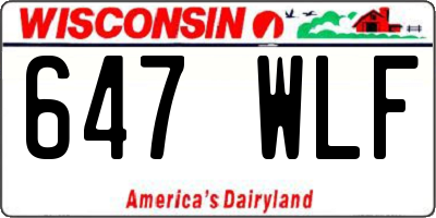 WI license plate 647WLF