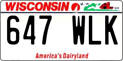 WI license plate 647WLK