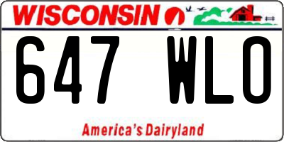 WI license plate 647WLO