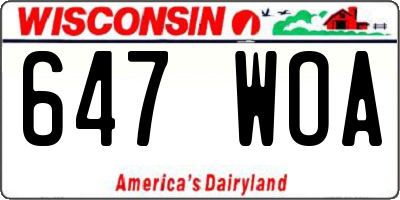 WI license plate 647WOA