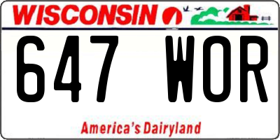 WI license plate 647WOR