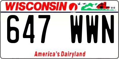 WI license plate 647WWN