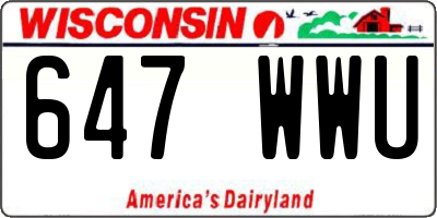 WI license plate 647WWU