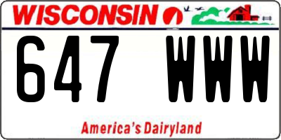 WI license plate 647WWW