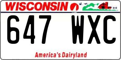 WI license plate 647WXC