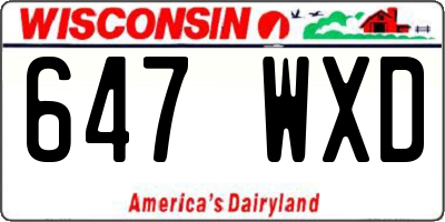 WI license plate 647WXD