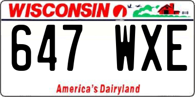WI license plate 647WXE