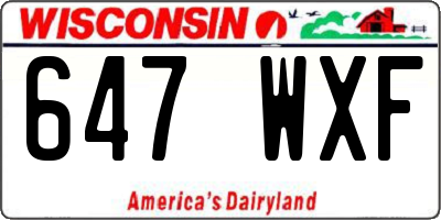 WI license plate 647WXF