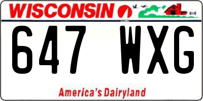 WI license plate 647WXG