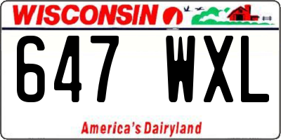 WI license plate 647WXL