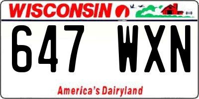 WI license plate 647WXN
