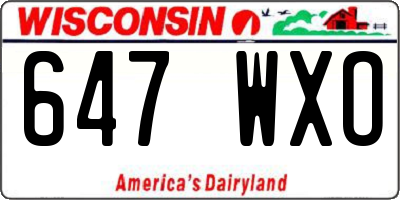 WI license plate 647WXO