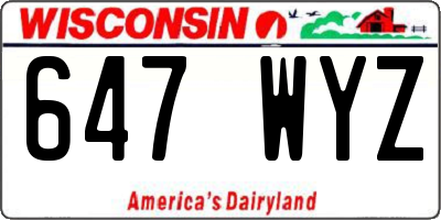 WI license plate 647WYZ