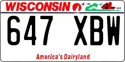 WI license plate 647XBW