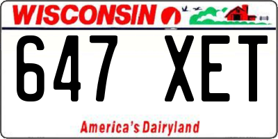 WI license plate 647XET