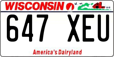 WI license plate 647XEU