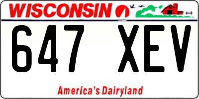 WI license plate 647XEV