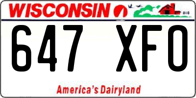 WI license plate 647XFO