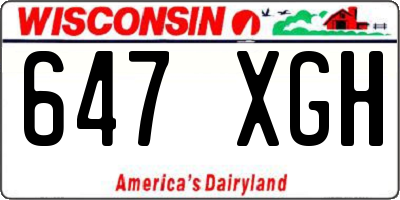 WI license plate 647XGH