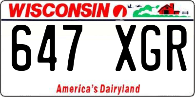 WI license plate 647XGR