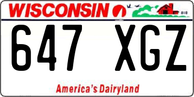 WI license plate 647XGZ