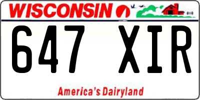 WI license plate 647XIR