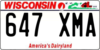WI license plate 647XMA