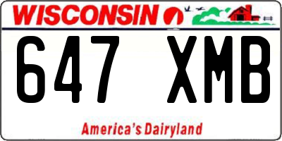 WI license plate 647XMB