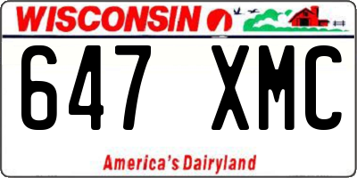 WI license plate 647XMC