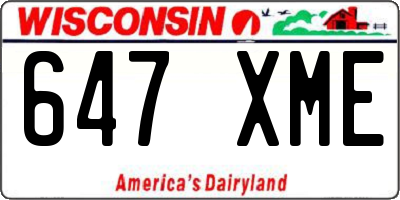 WI license plate 647XME