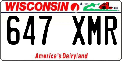 WI license plate 647XMR