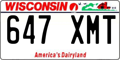 WI license plate 647XMT