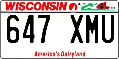 WI license plate 647XMU