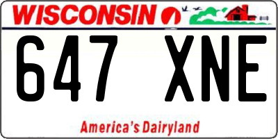 WI license plate 647XNE