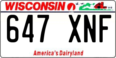 WI license plate 647XNF