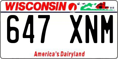 WI license plate 647XNM