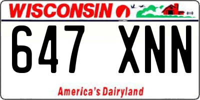 WI license plate 647XNN
