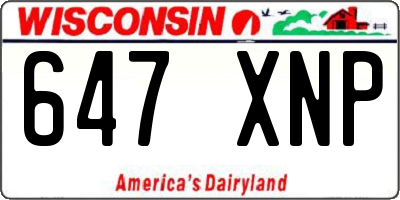 WI license plate 647XNP