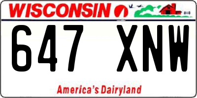 WI license plate 647XNW